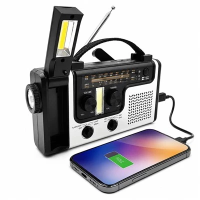 Cargador de teléfono con radio de emergencia